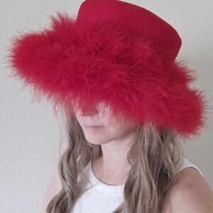 Betmar Vibrant Red Feathered Women's Hat